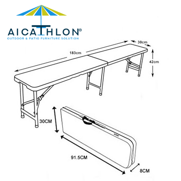 6FT Outdoor HDPE Material Fold In Half Portable Plastic Folding Bench