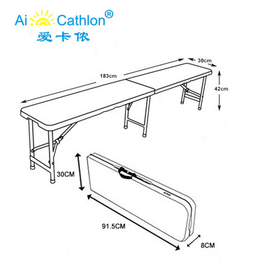 6FT Outdoor HDPE Material Fold In Half Portable Plastic Folding Bench