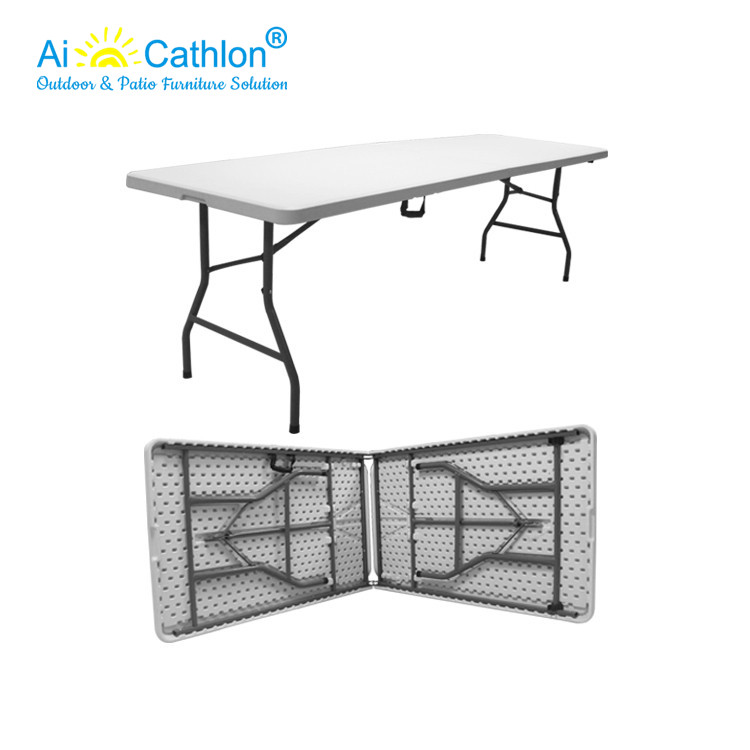 8FT Banquet Plastic Fold In Half Folding Patio Table Factory Manufacturer