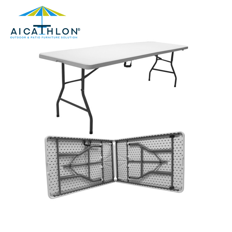 8FT Banquet Plastic Fold In Half Folding Patio Table Factory Manufacturer