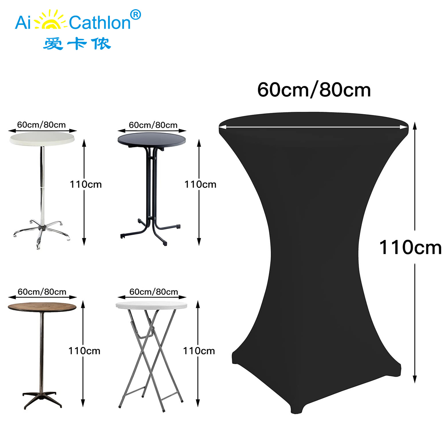 Spandex Elastic Plastic Round Folding Cocktail Bar Table Cover Cloth For Event