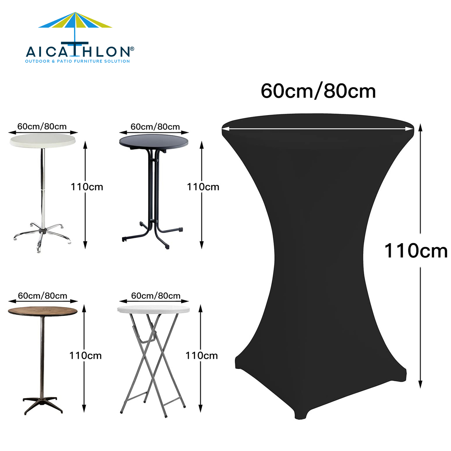 Spandex Elastic Plastic Round Folding Cocktail Bar Table Cover Cloth For Event