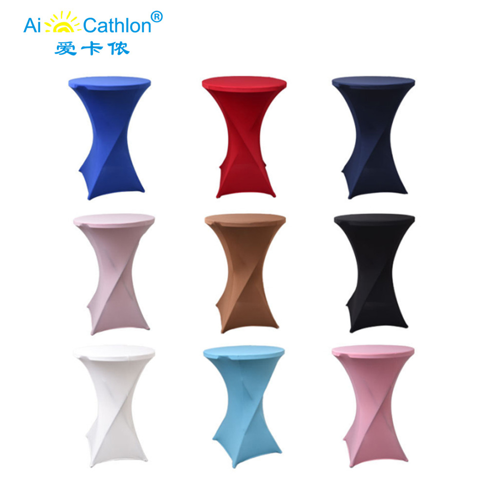 Spandex Elastic Plastic Round Folding Cocktail Bar Table Cover Cloth For Event