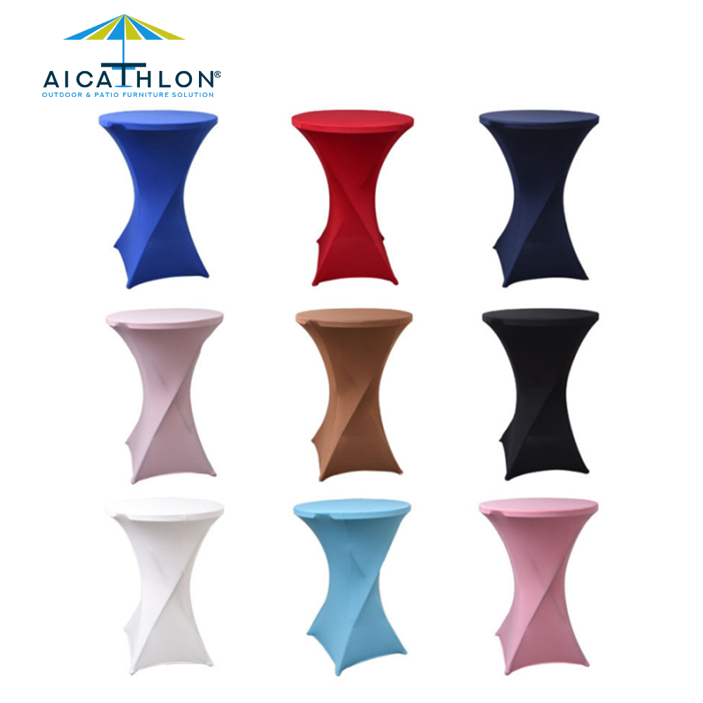 Spandex Elastic Plastic Round Folding Cocktail Bar Table Cover Cloth For Event