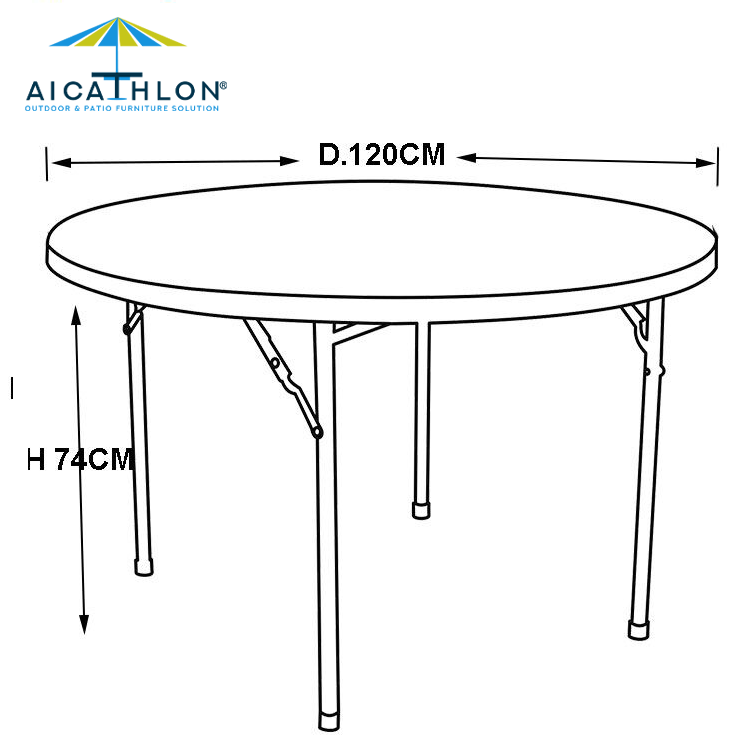 4FT HDPE Plastic Round Folding Table Factory For Events Banquet