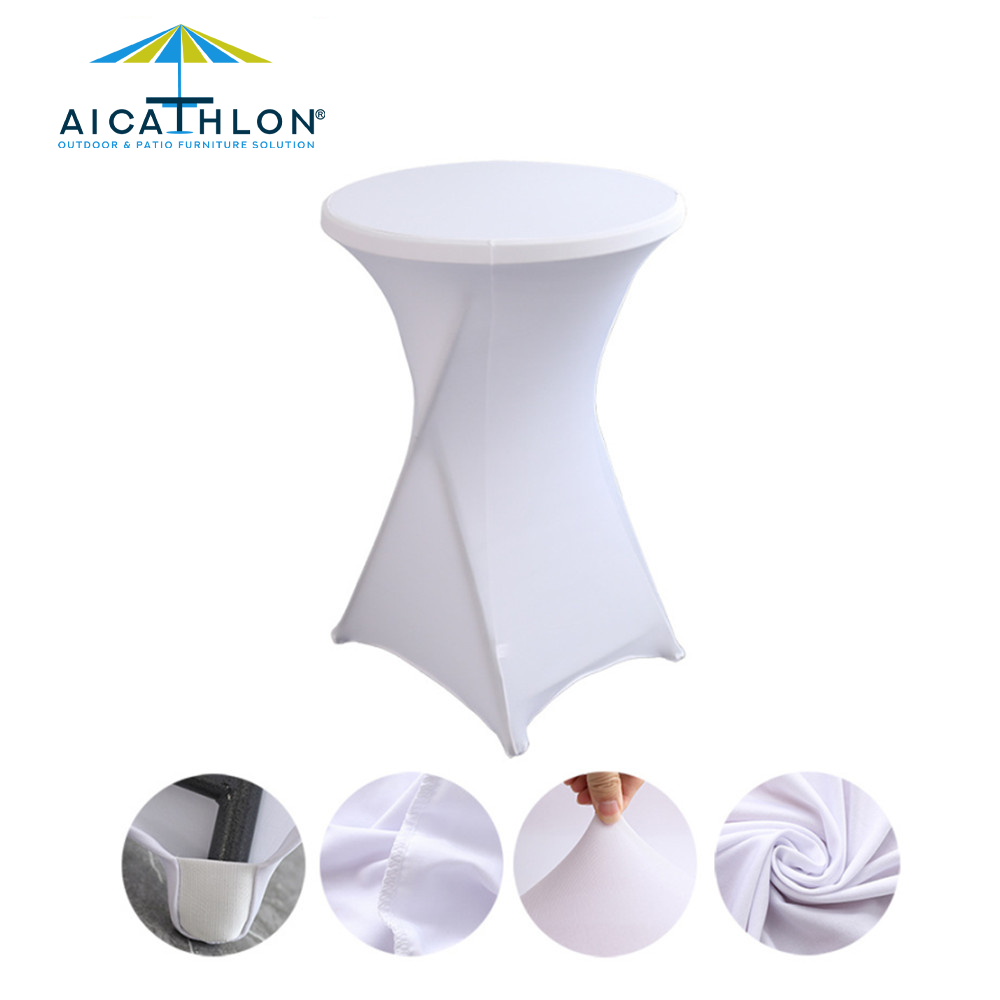 Spandex Elastic Plastic Round Folding Cocktail Bar Table Cover Cloth For Event