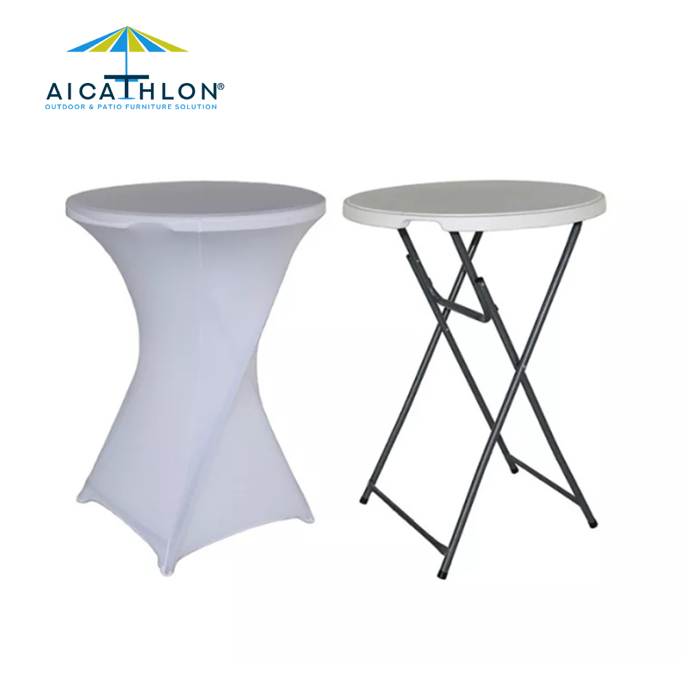 Spandex Elastic Plastic Round Folding Cocktail Bar Table Cover Cloth For Event