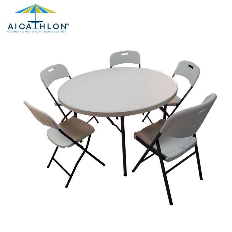 4FT HDPE Plastic Round Folding Table Factory For Events Banquet