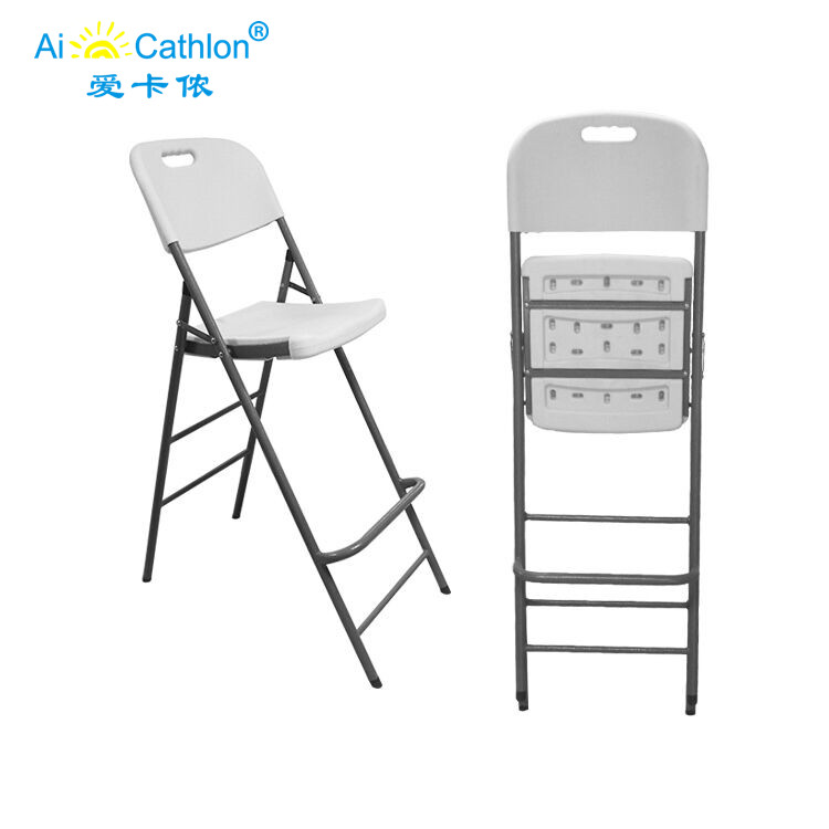 Plastic HDPE White High Bar Cocktail Folding Chair Manufacturer Supplier
