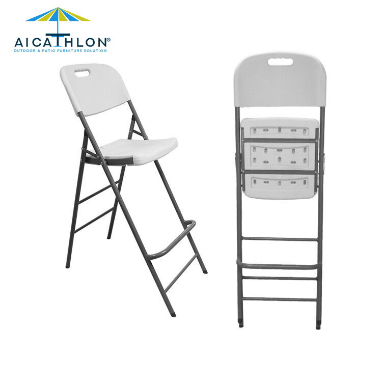 Plastic HDPE White High Bar Cocktail Folding Chair Manufacturer Supplier