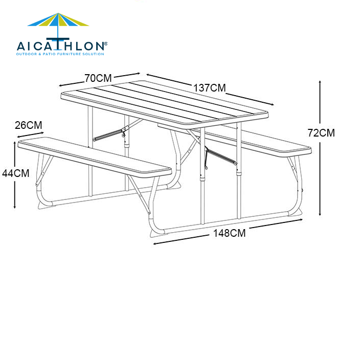 Plastic Picnic Table Folding Garden Outdoor Wooden Effect Beer Table Set Factory