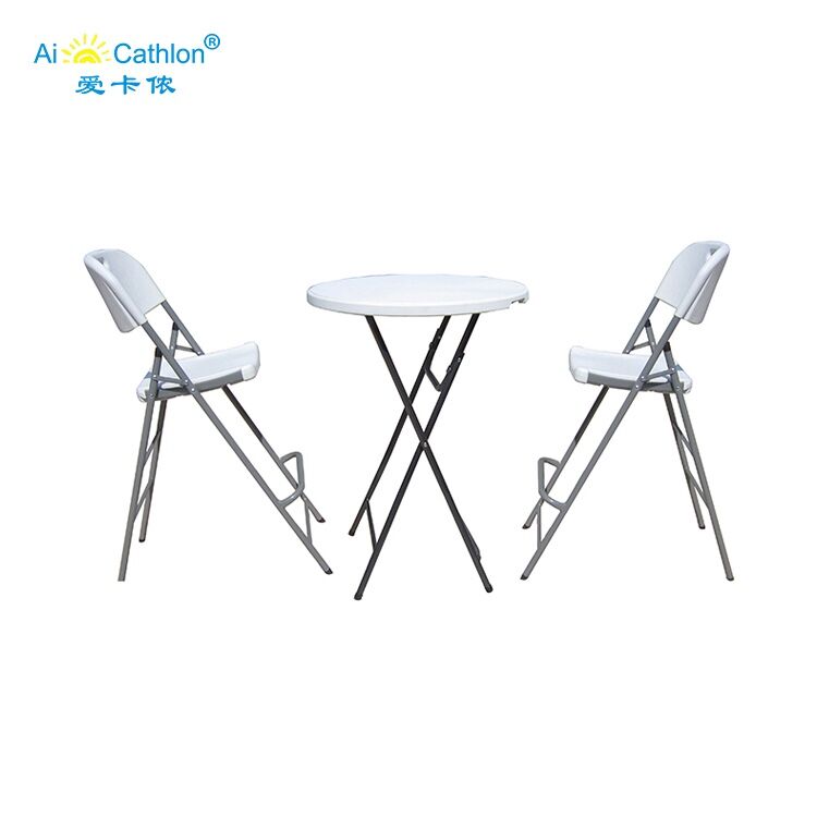 Plastic HDPE White High Bar Cocktail Folding Chair Manufacturer Supplier