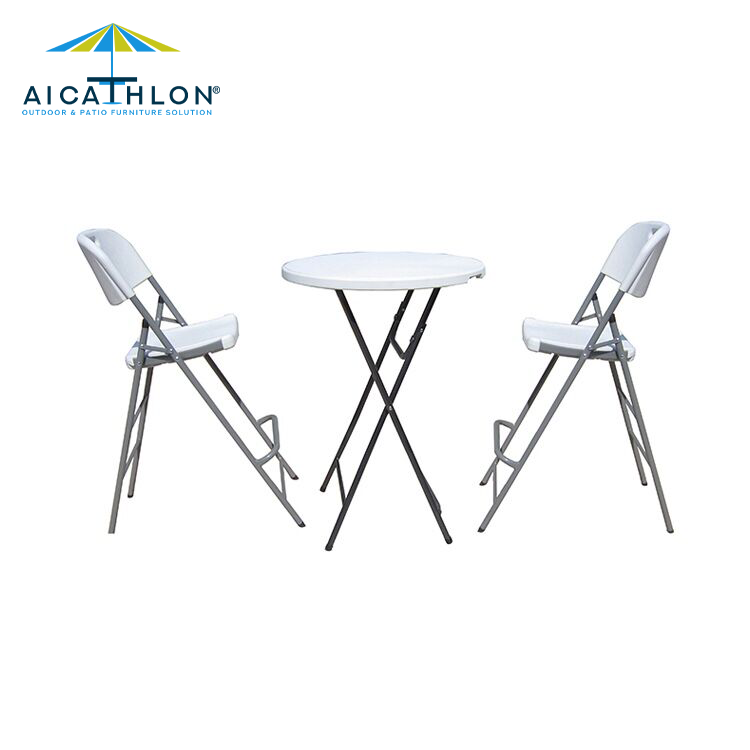 Plastic HDPE White High Bar Cocktail Folding Chair Manufacturer Supplier