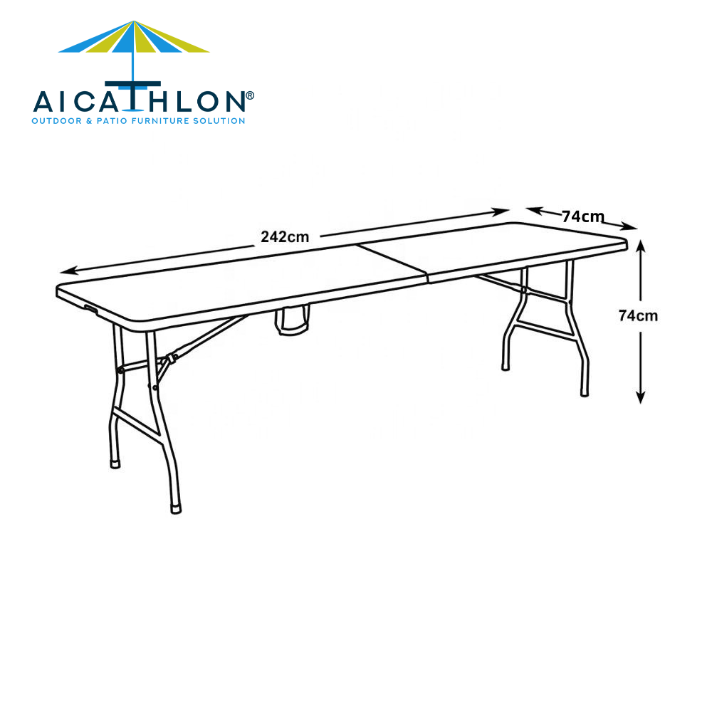 8FT Banquet Plastic Fold In Half Folding Patio Table Factory Manufacturer
