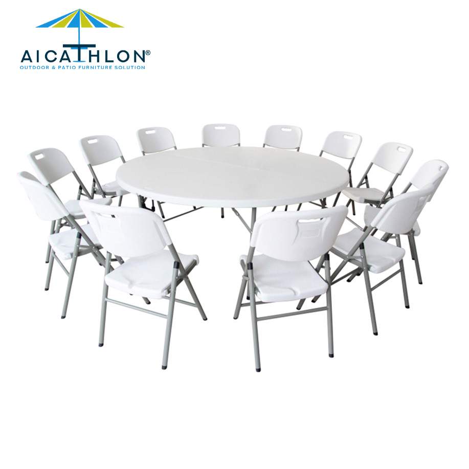 6FT Outdoor Round Plastic Garden Folding Tables For Dining Event