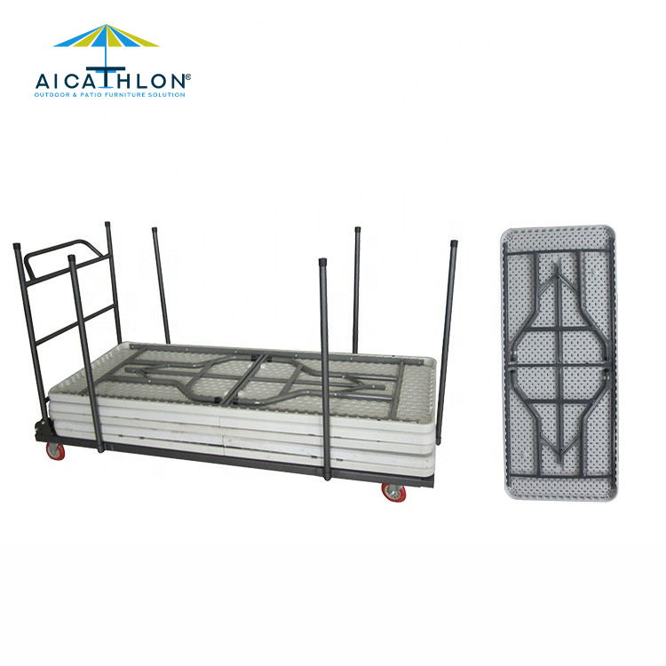 6FT 8FT Table Cart For Rectangle Plastic Folding Table Long Table Trolley Factory Manufacturer