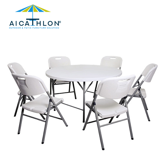 4FT HDPE 48inch Outdoor Plastic Round Folding Table For Events Factory