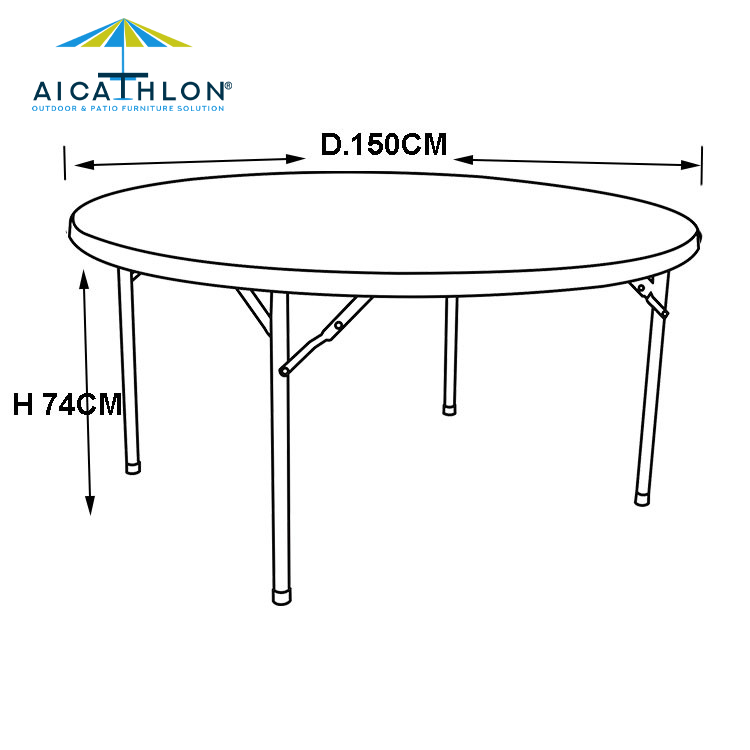 5FT Plastic Round Folding Outdoor Table For Rental Catering Banquet