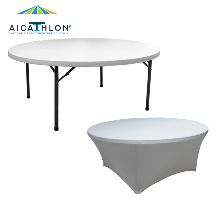 6FT Outdoor Round Plastic Garden Folding Tables For Dining Event