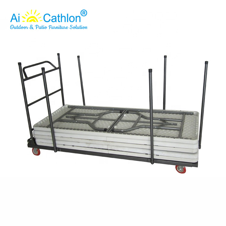 6FT 8FT Table Cart For Rectangle Plastic Folding Table Long Table Trolley Factory Manufacturer