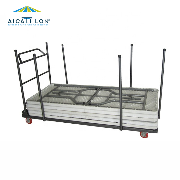 6FT 8FT Table Cart For Rectangle Plastic Folding Table Long Table Trolley Factory Manufacturer