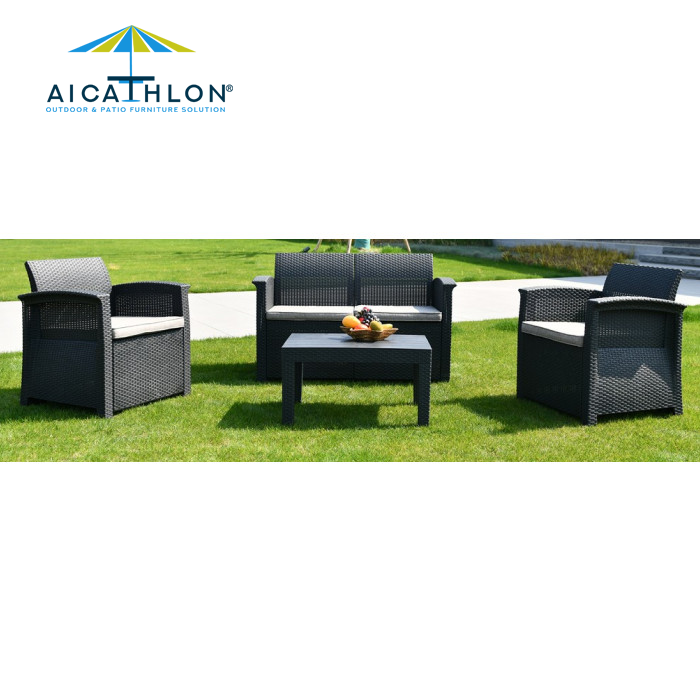 PP Rattan Design Plastic Outdoor Garden Patio Balcony Sofa Set