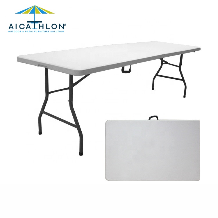 8FT Rectangle Plastic Folding Banquet Outdoor Table For Event Party