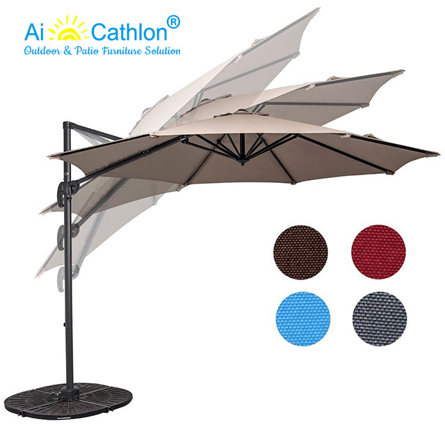 Outdoor Garden Canopy Umbrella Cantilever Large Parasol Aluminum Hanging Roma Umbrella