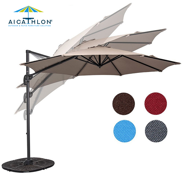 Outdoor Garden Canopy Umbrella Cantilever Large Parasol Aluminum Hanging Roma Umbrella