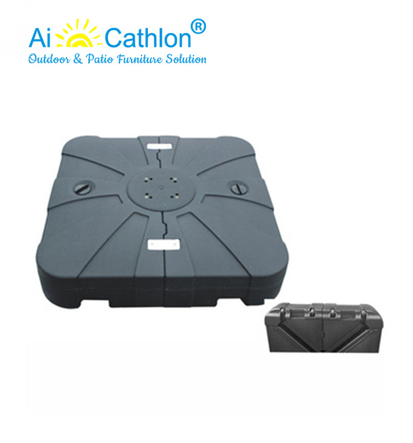 Free Stand 100KGS Plastic Water Filled Small Roma Umbrella Base With Wheels Parasol Base Factory