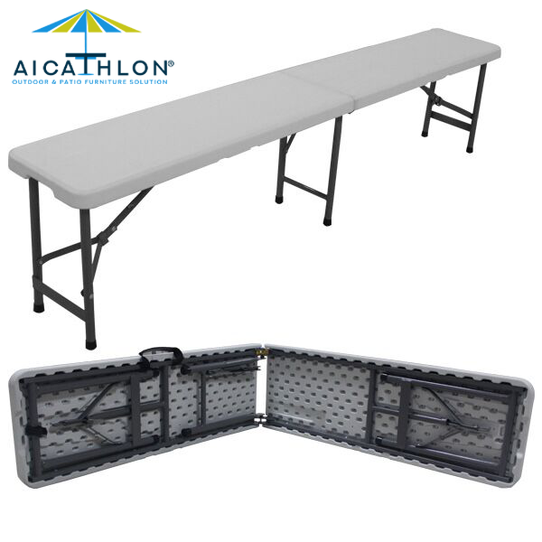 8FT Plastic Folding Bench Supplier Manufacturer For Patio Outdoor Garden Events