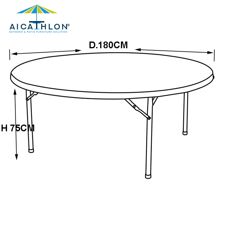 6FT Outdoor Round Plastic Garden Folding Tables For Dining Event