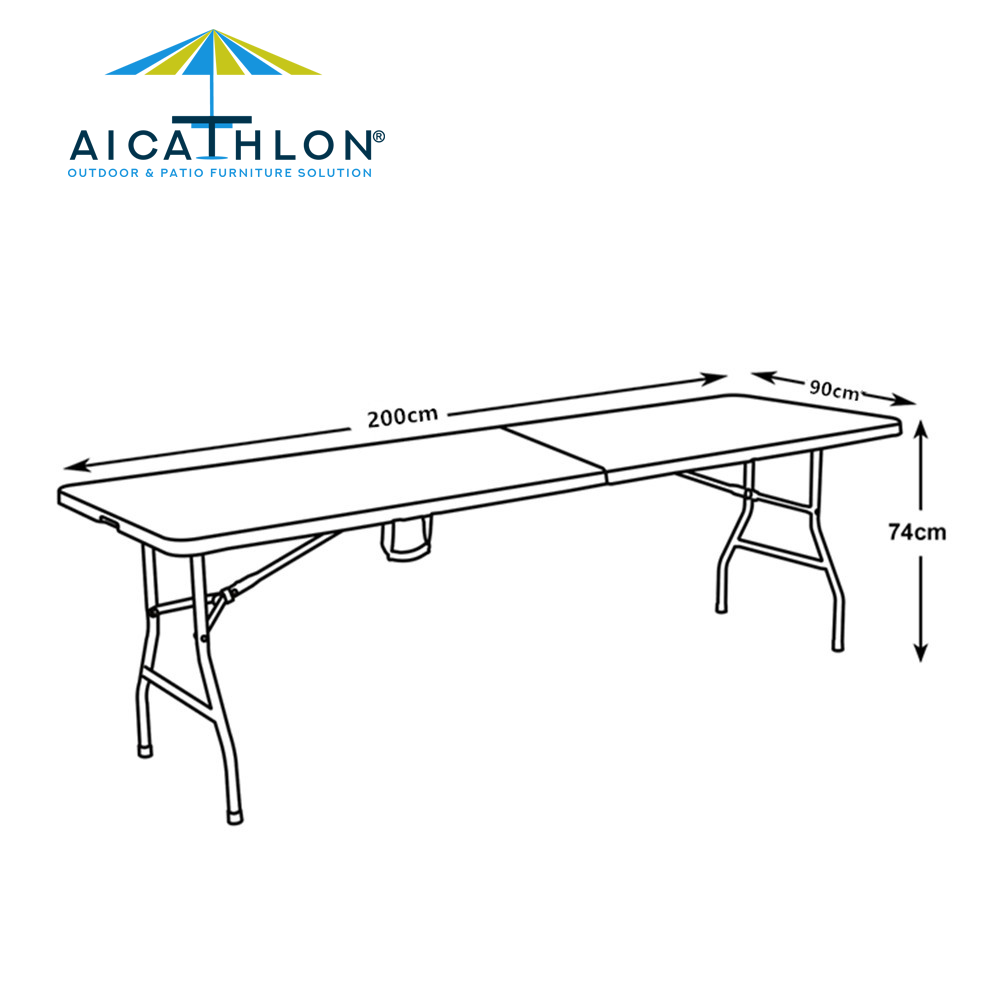 200cm Rectangular Plastic Folding Portable Table For Event Garden Patio Banquet