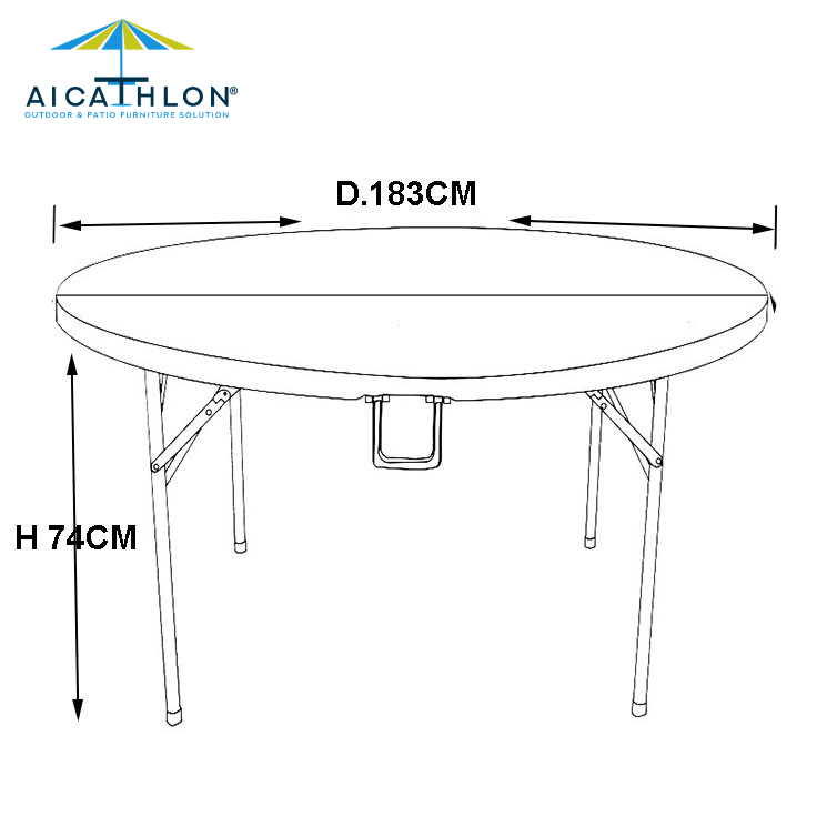 6FT Round 72inch Fold In Half Plastic Folding Banquet Table