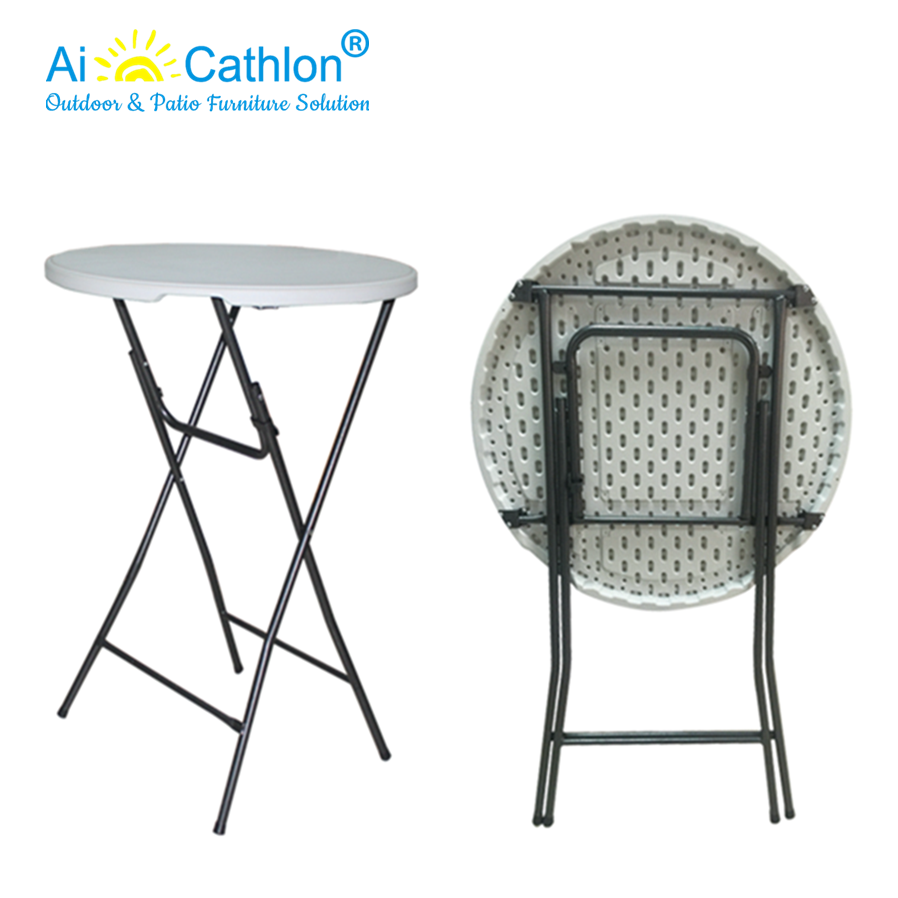Round Plastic Garden Folding High Bar Cocktail Table