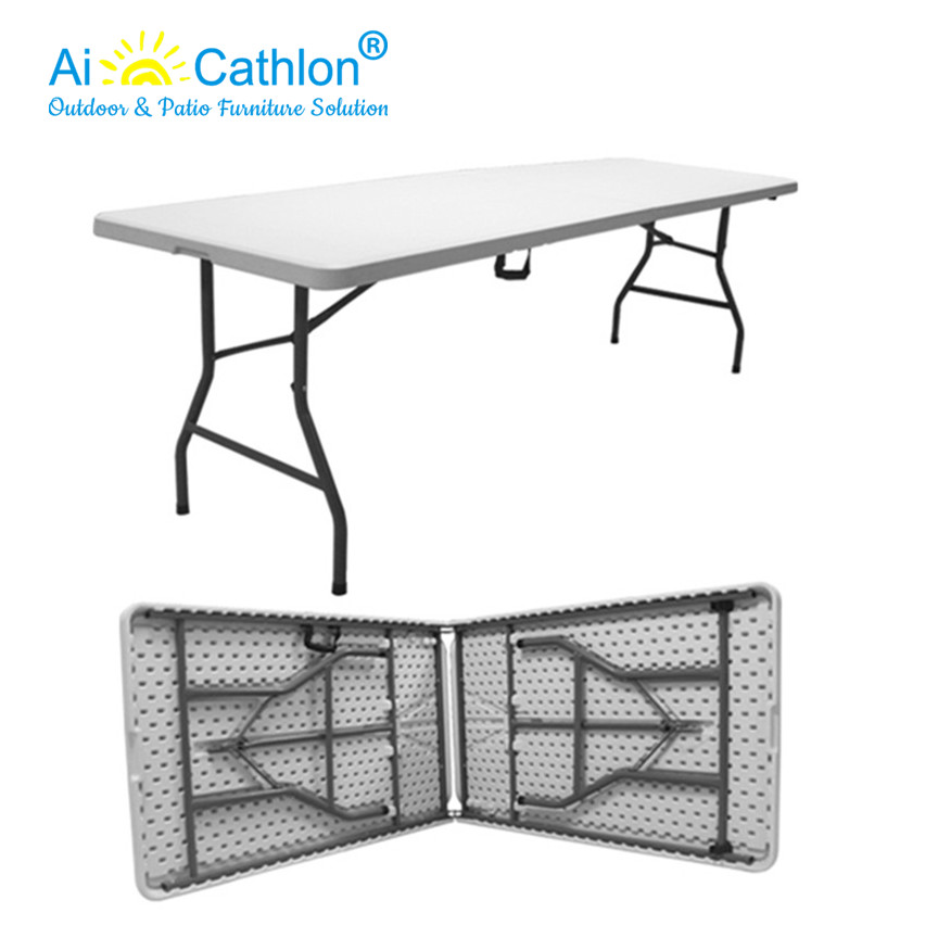 200cm Rectangular Plastic Folding Portable Table For Event Garden Patio Banquet