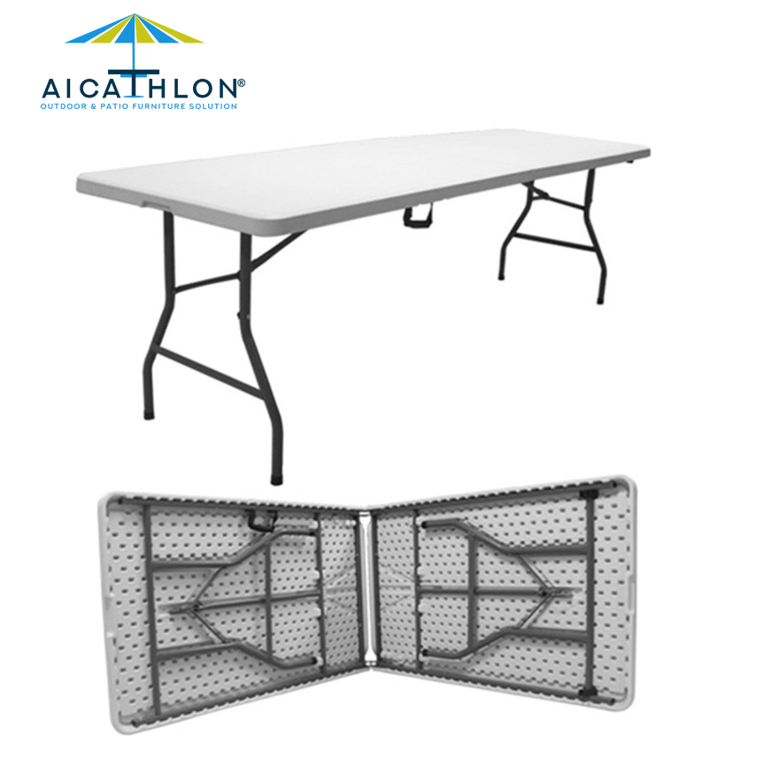 200cm Rectangular Plastic Folding Portable Table For Event Garden Patio Banquet