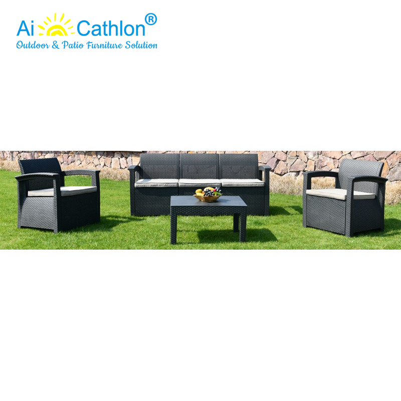 PP Plastic Rattan Design Outdoor Garden Sofa Set