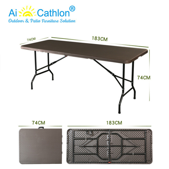 Rectangule Plastic Garden Picnic Folding Tables In Rattan Design Outdoor Garden Patio card