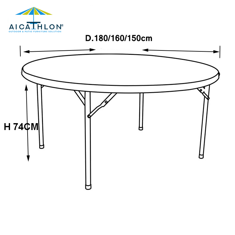 5FT 6FT Round Table Trolley Plastic Folding Round Table Cart Manufacturer