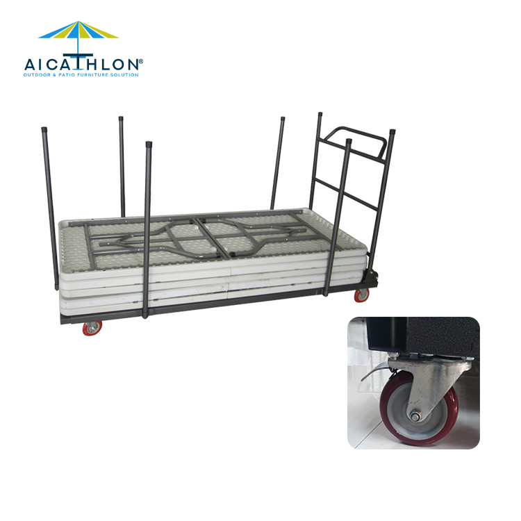 6FT 8FT Table Cart For Rectangle Plastic Folding Table Long Table Trolley Factory Manufacturer