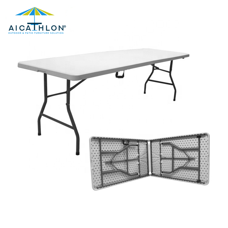 8FT Rectangle Plastic Folding Banquet Outdoor Table For Event Party