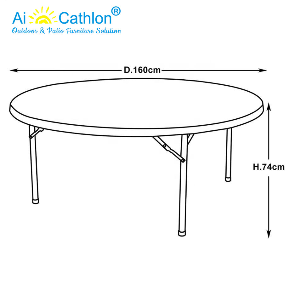 63Inch HDPE Plastic White Round Folding Table For Outdoor Banquet
