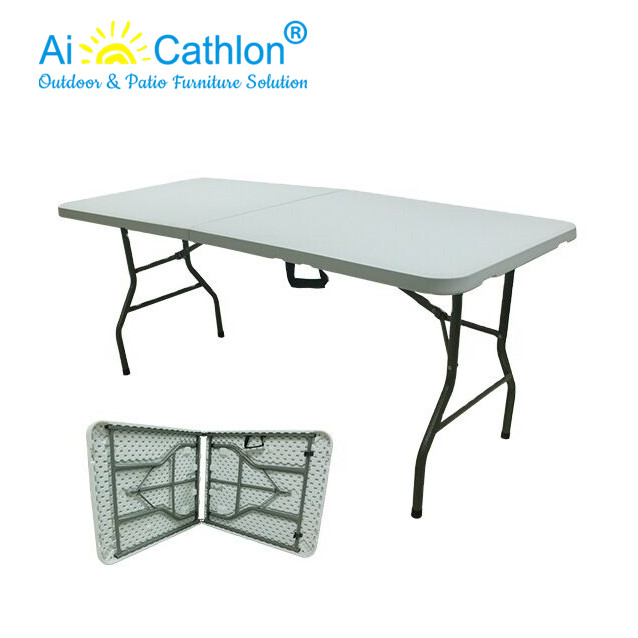 6FT HDPE Outdoor Camping Foldable Rectangle Banquet Plastic Folding Table Supplier