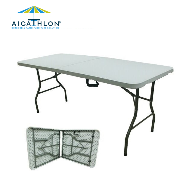 6FT HDPE Outdoor Camping Foldable Rectangle Banquet Plastic Folding Table Supplier