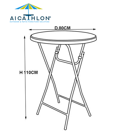 Outdoor Small Round Plastic Folding Cocktail High Bar Table With Rattan Design