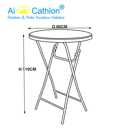 Outdoor Small Round Plastic Folding Cocktail High Bar Table With Rattan Design