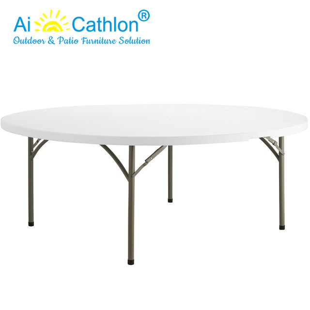 63Inch HDPE Plastic White Round Folding Table For Outdoor Banquet