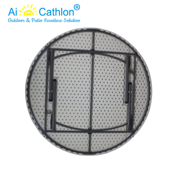 63Inch HDPE Plastic White Round Folding Table For Outdoor Banquet