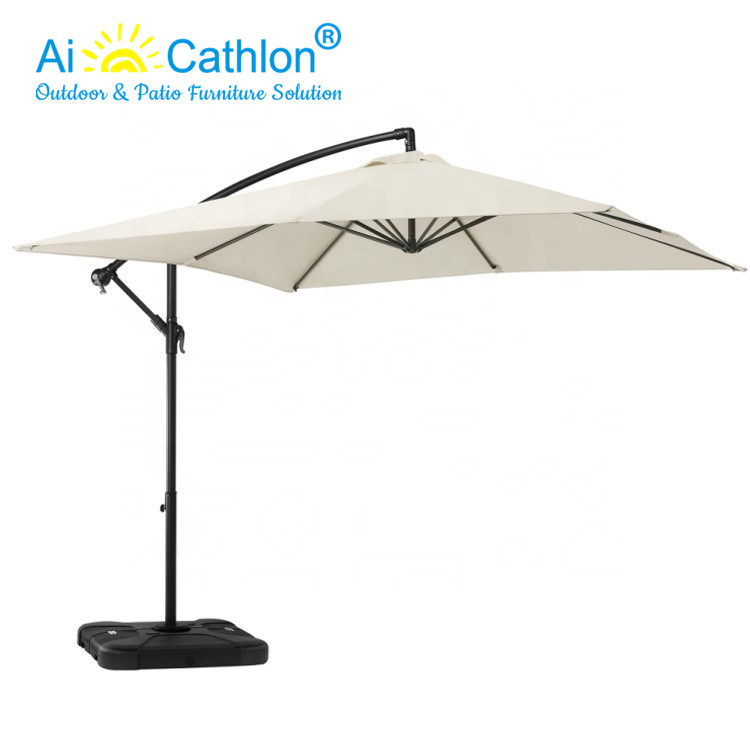 Heavy Duty Steel Hanging Outdoor Parasol Garden Banana Umbrella Square Factory